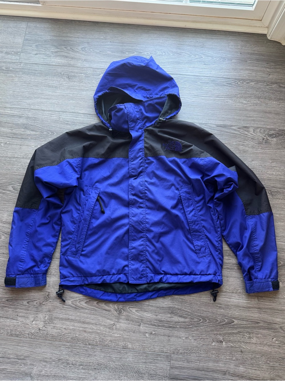 Vintage The North Face Blue Black Hooded Shell Jacket Women’s L Gorpcore